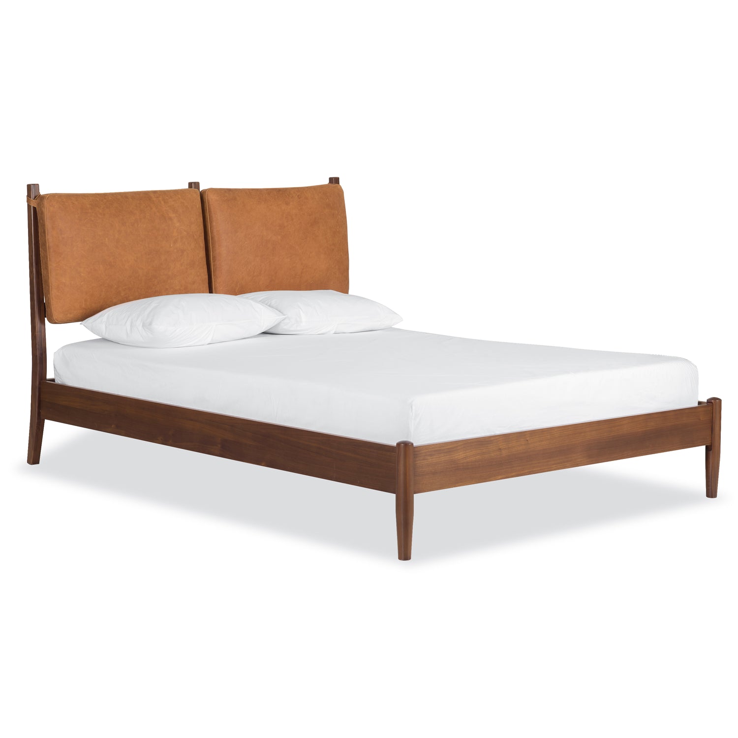 Truro Bed with Leather Cushions | Cognac Tan | King 
