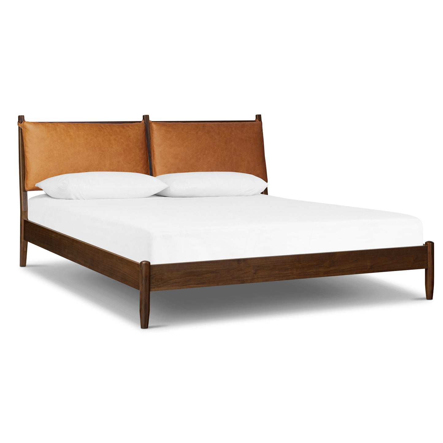 Truro Bed with Leather Cushions | Cognac Tan | Queen
