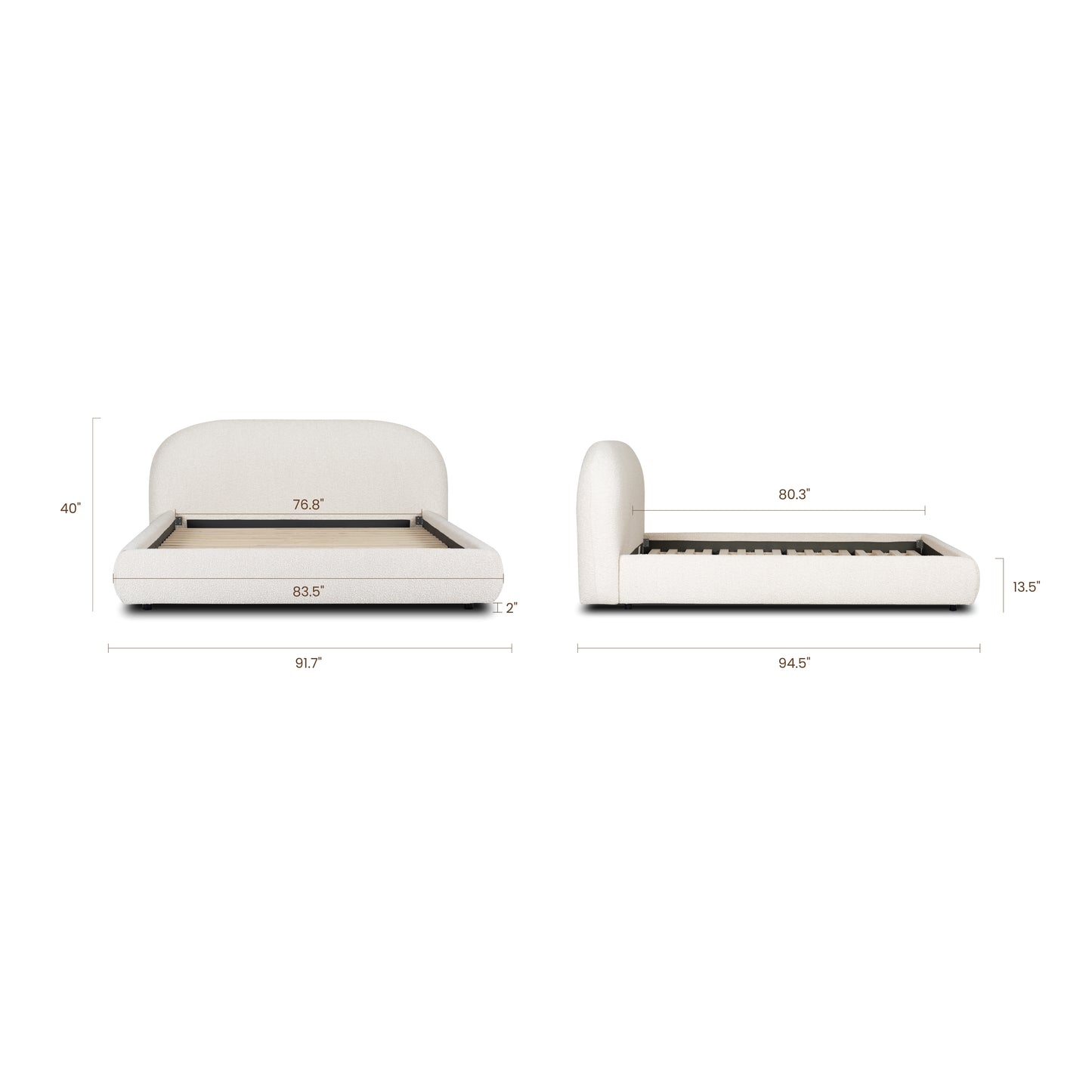 Genoa Bed | Crema White Boucle | King