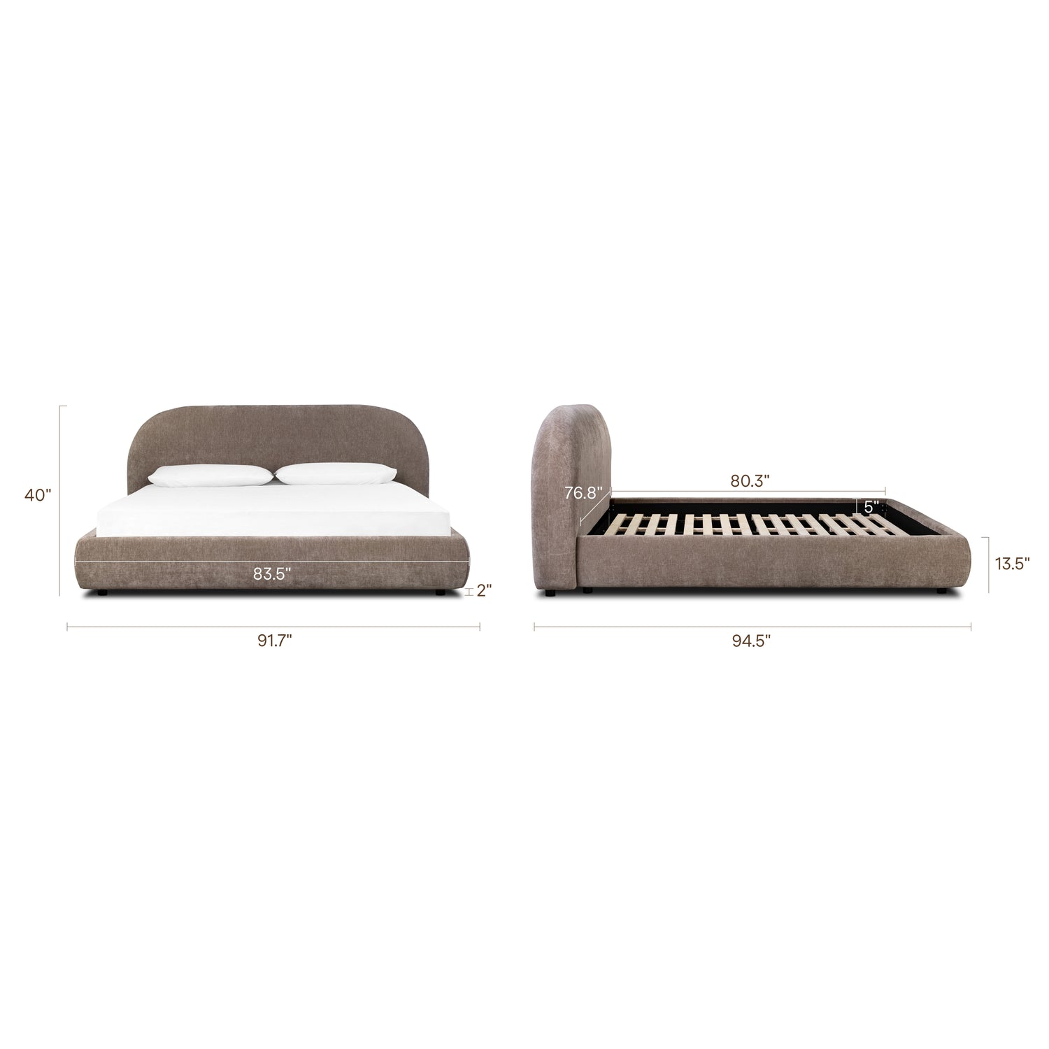Genoa Bed | Taupe Brown | King 