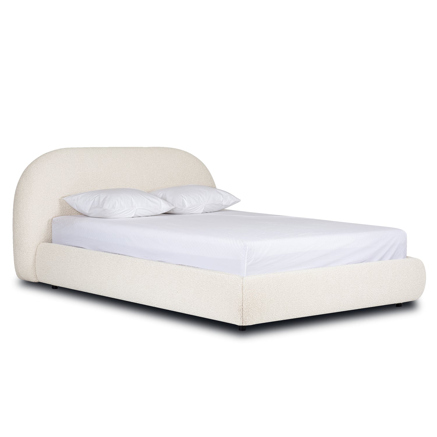 Genoa Bed | Crema White Boucle | Queen 