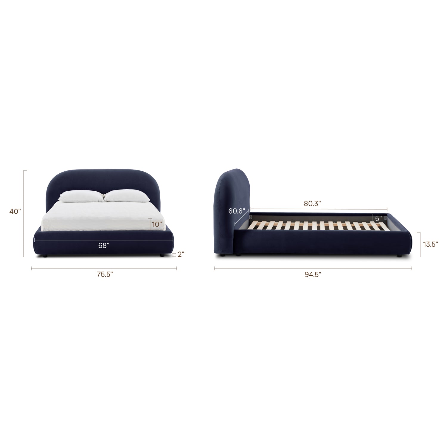 Genoa Bed | Ink Blue | Queen 