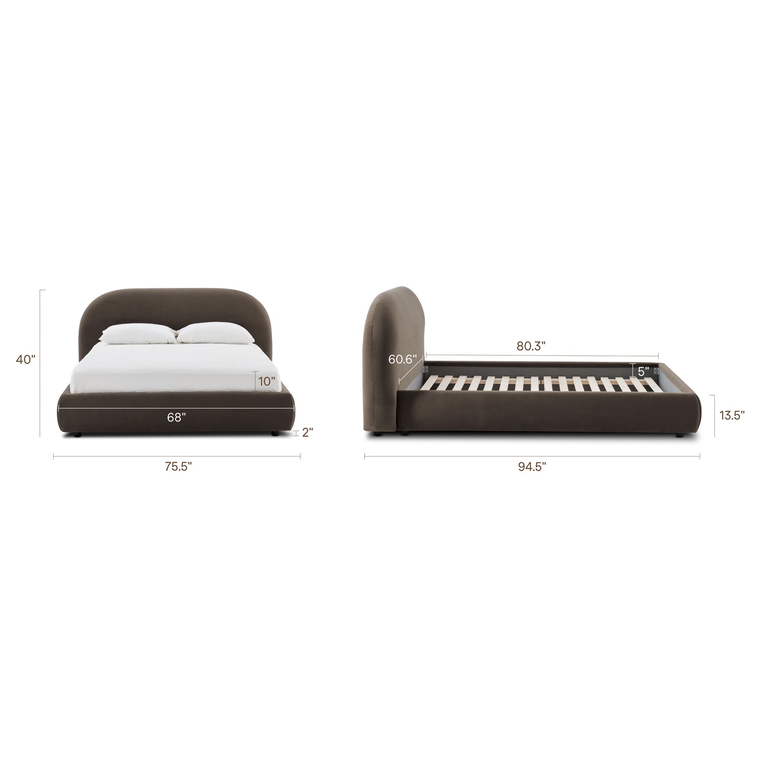Genoa Bed | Shadow Brown | Queen 
