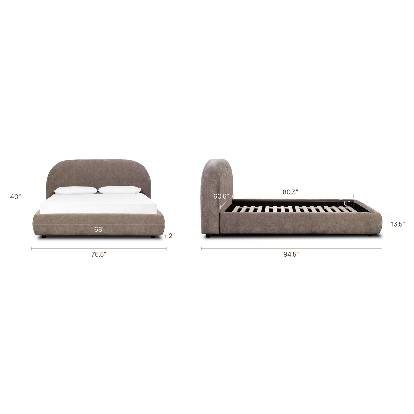 Genoa Bed | Taupe Brown | Queen