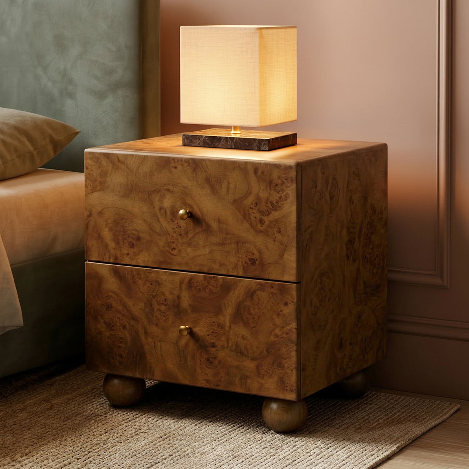 Malea Nightstand | Burl Walnut lifestyle_image