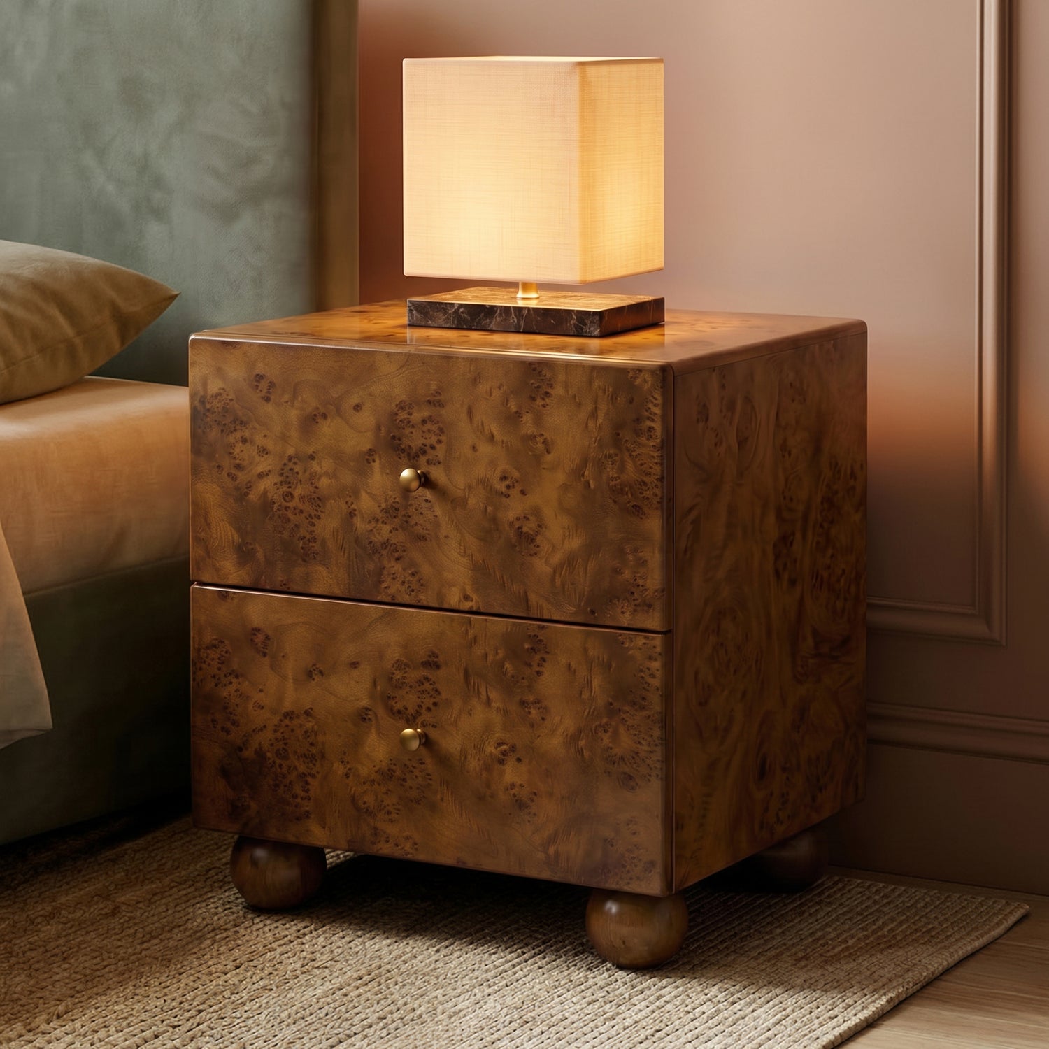 Malea Nightstand | Burl Walnut lifestyle_image