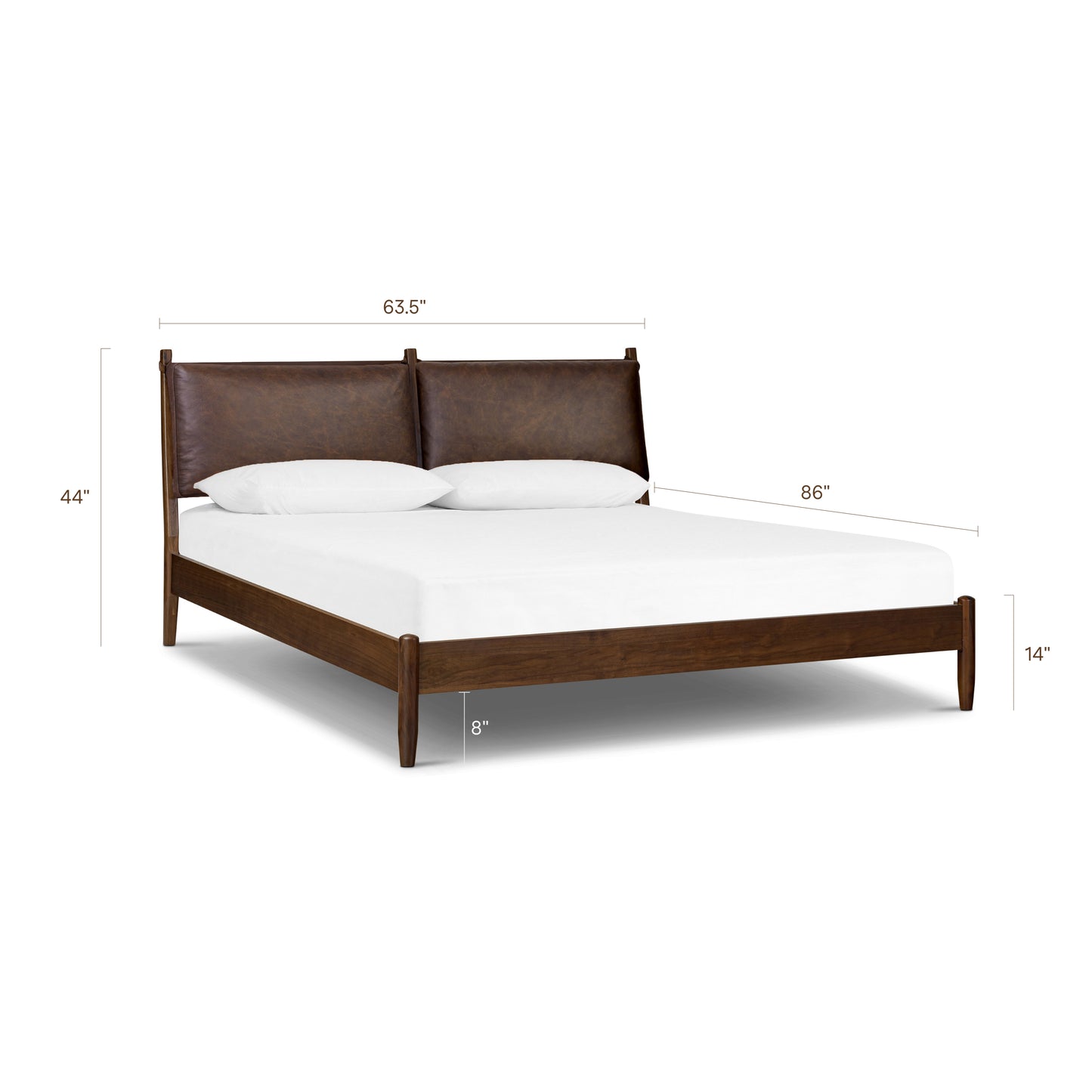 Truro Bed with Leather Cushions | Bridle Brown | Queen