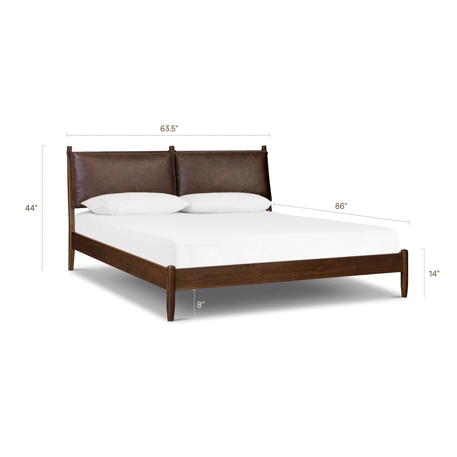 Truro Bed with Leather Cushions | Bridle Brown | Queen 