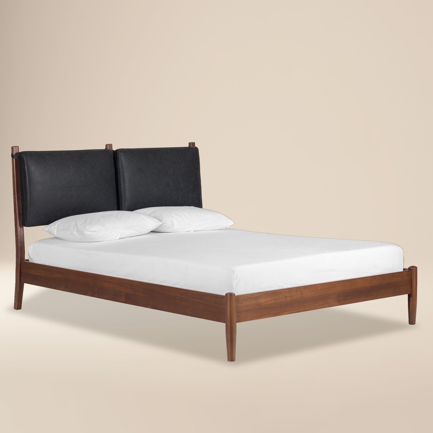 Truro Bed with Leather Cushions | Onyx Black | King 