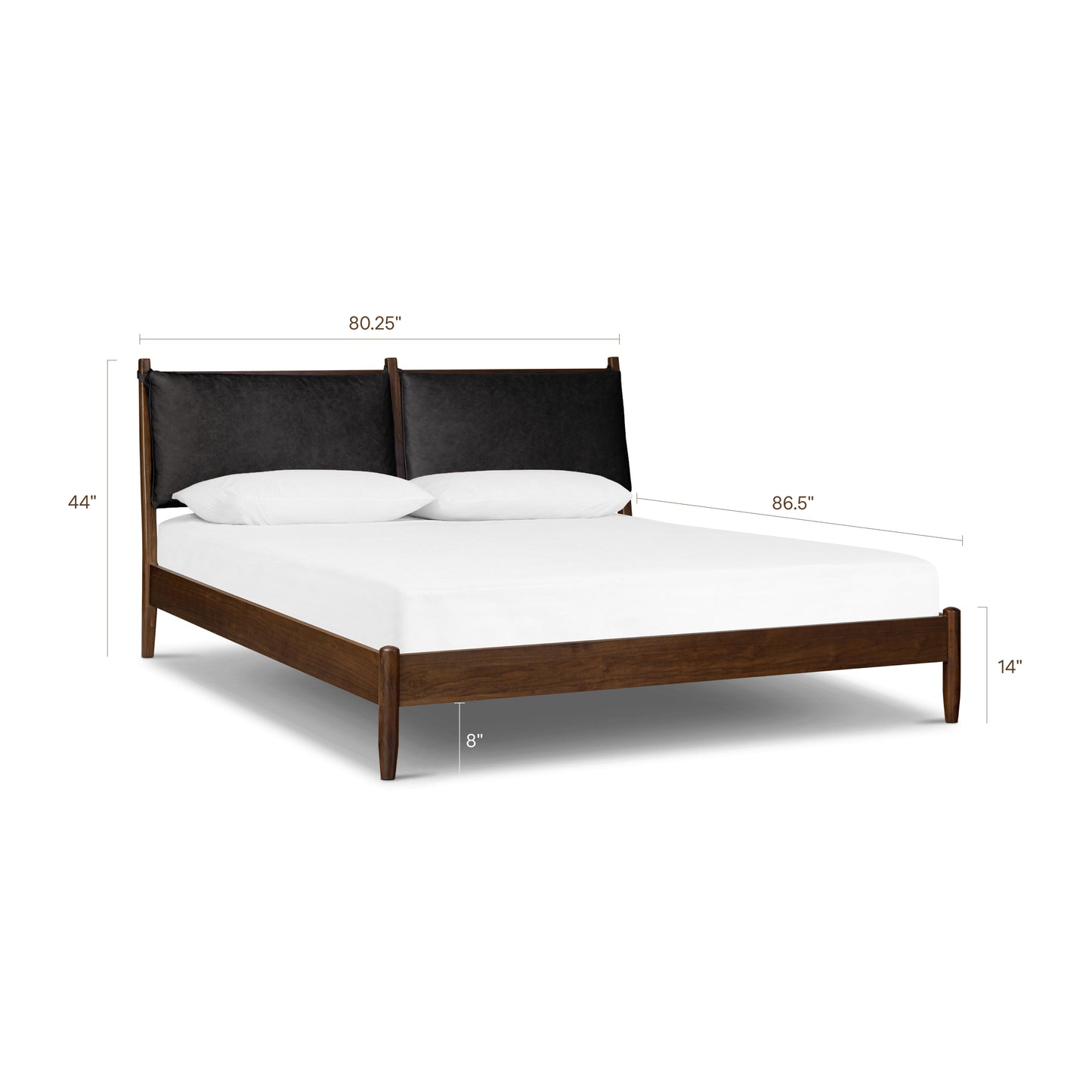 Truro Bed with Leather Cushions | Onyx Black | King