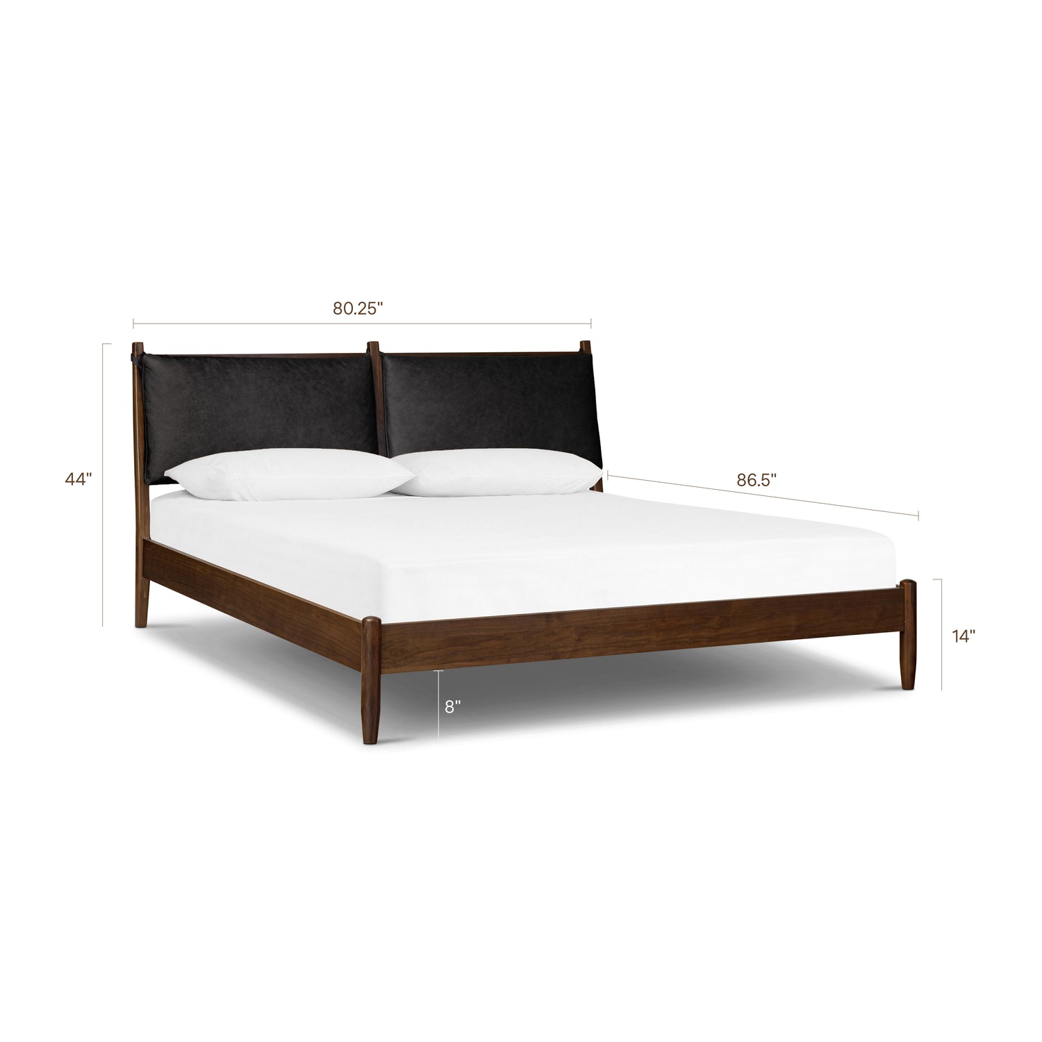 Truro Bed with Leather Cushions | Onyx Black | King 