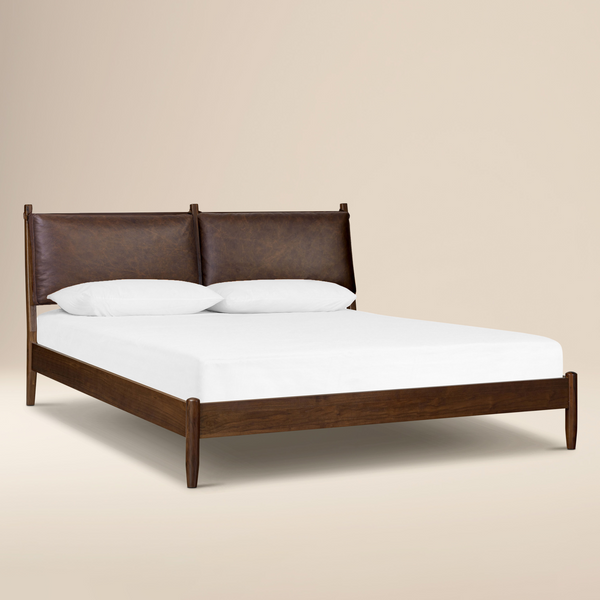 Truro Bed with Leather Cushions | Bridle Brown | King