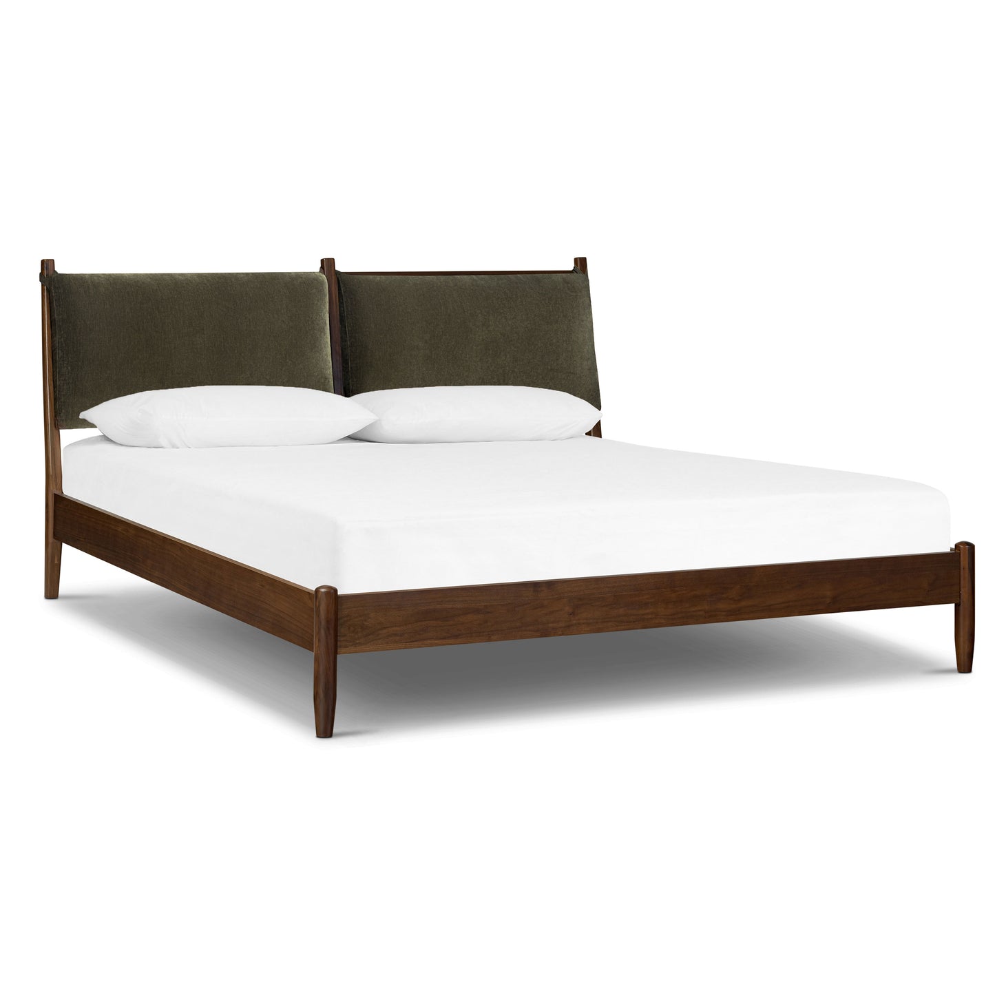 Truro Bed Frame with Fabric Headboard Cushions | Lume Green | King
