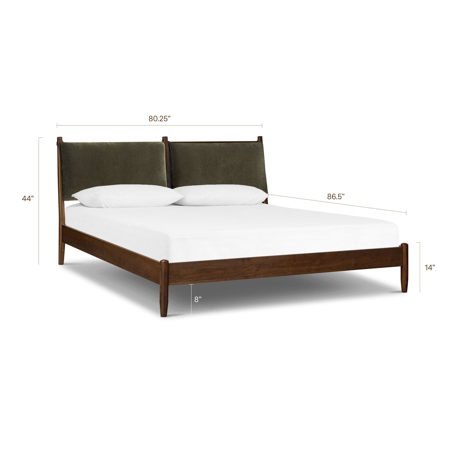 Truro Bed Frame with Fabric Headboard Cushions | Lume Green | King