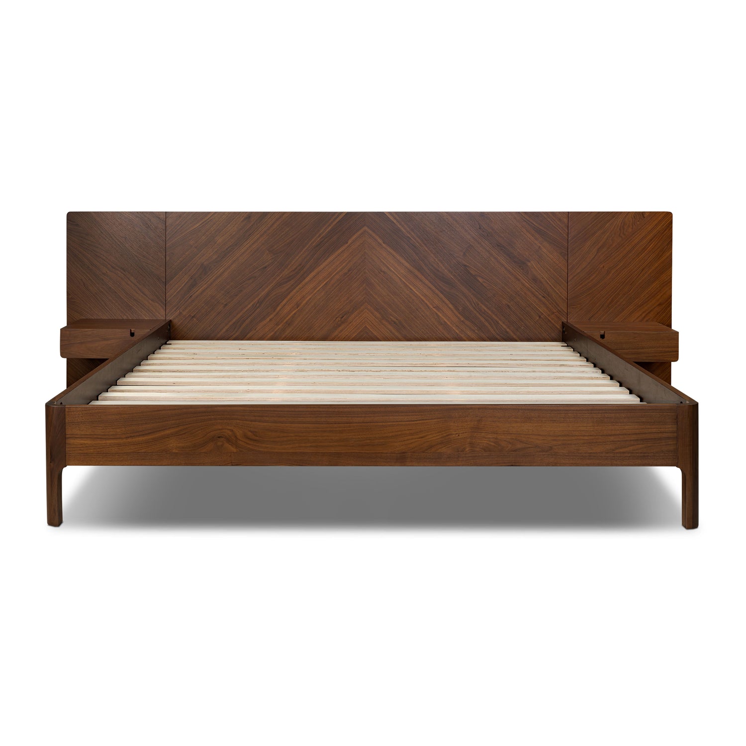 Amalfi Low Profile Bed with Nightstands | Walnut | King 