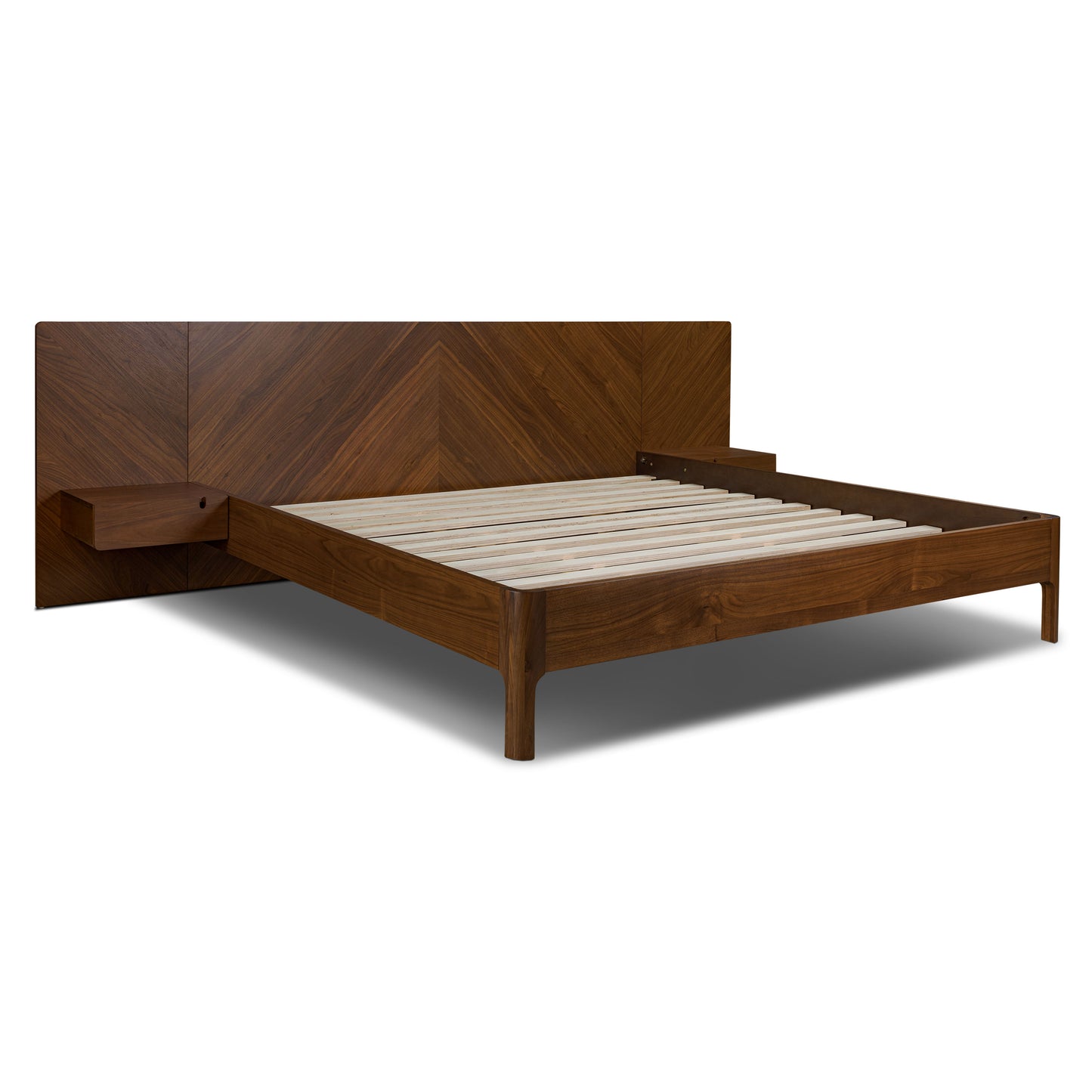 Amalfi Low Profile Bed with Nightstands | Walnut | King
