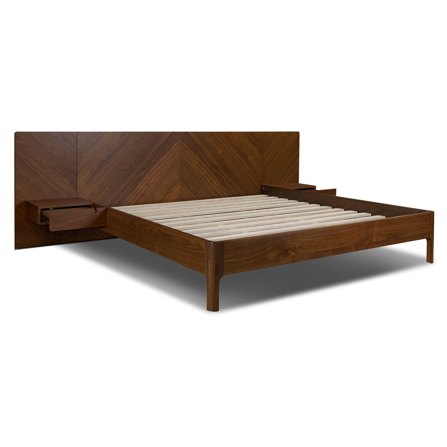Amalfi Low Profile Bed with Nightstands | Walnut | King 