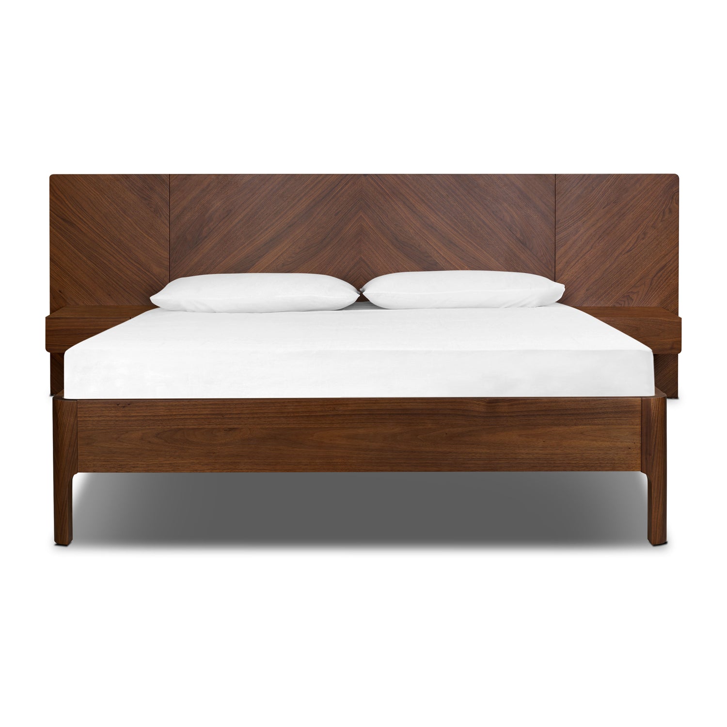Amalfi Low Profile Bed with Nightstands | Walnut | Queen 