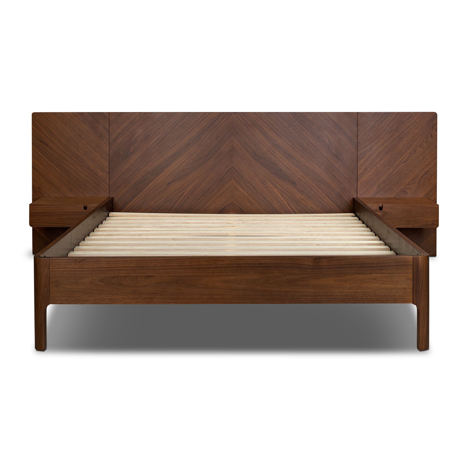 Amalfi Low Profile Bed with Nightstands | Walnut | Queen 