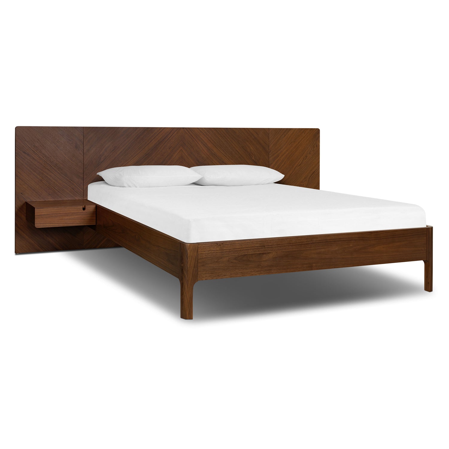 Amalfi Low Profile Bed with Nightstands | Walnut | Queen 