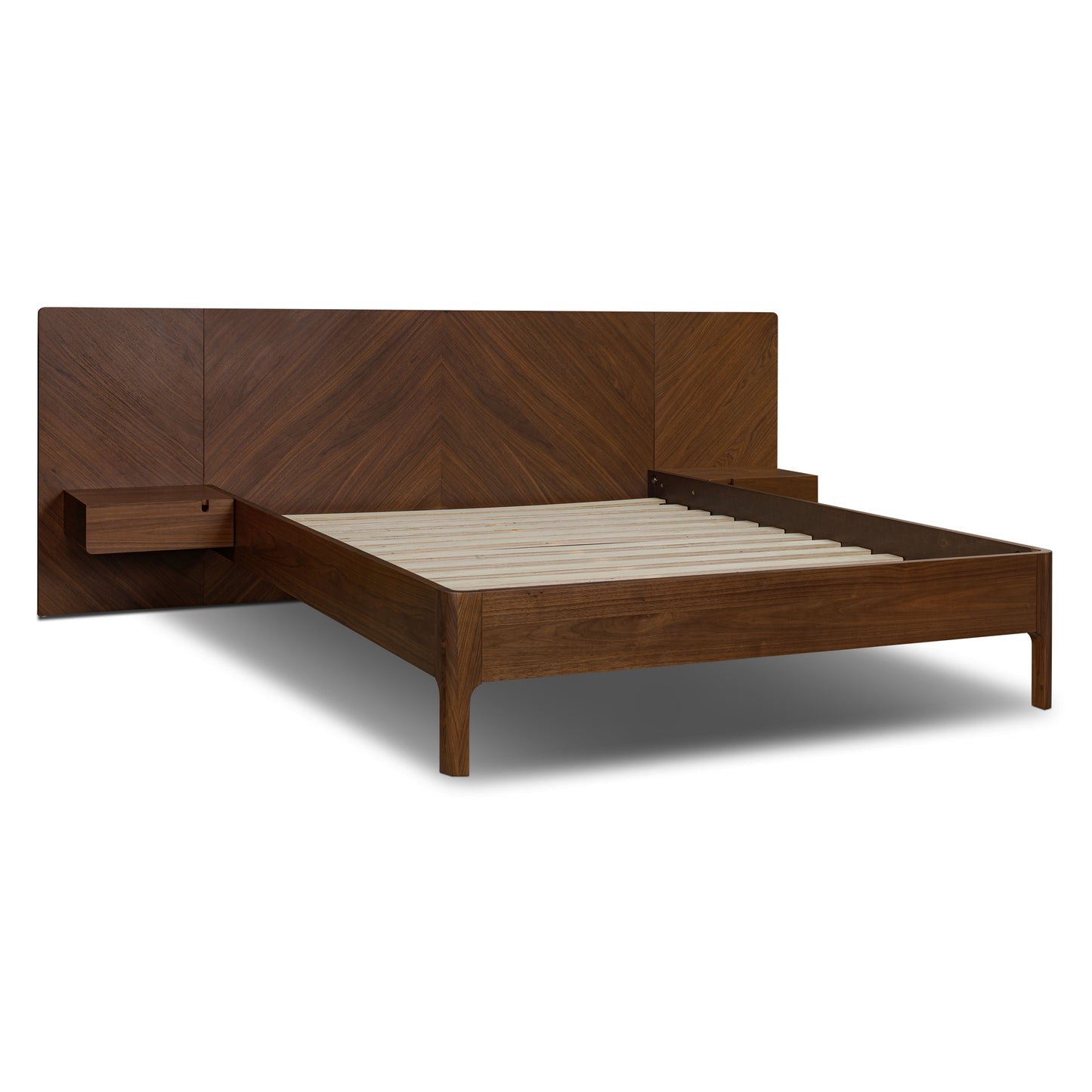 Amalfi Low Profile Bed with Nightstands | Walnut | Queen