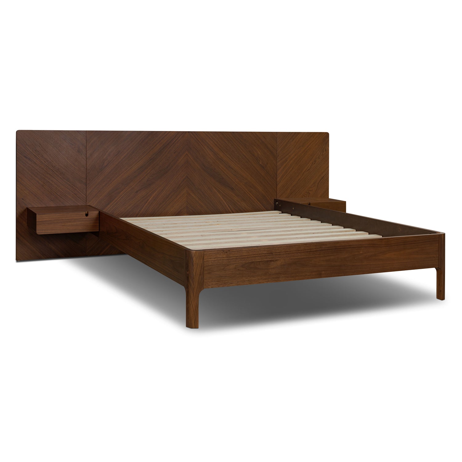 Amalfi Low Profile Bed with Nightstands | Walnut | Queen 