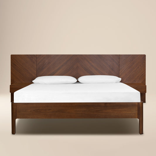 Amalfi Low Profile Bed with Nightstands | Walnut | Queen