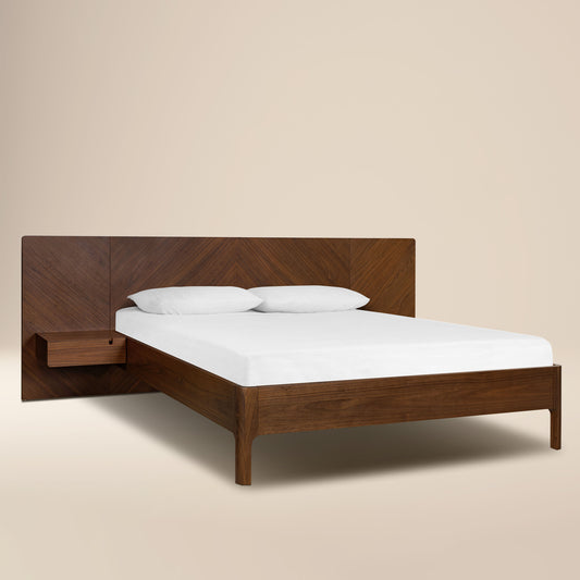 Amalfi Low Profile Bed with Nightstands | Walnut | Queen