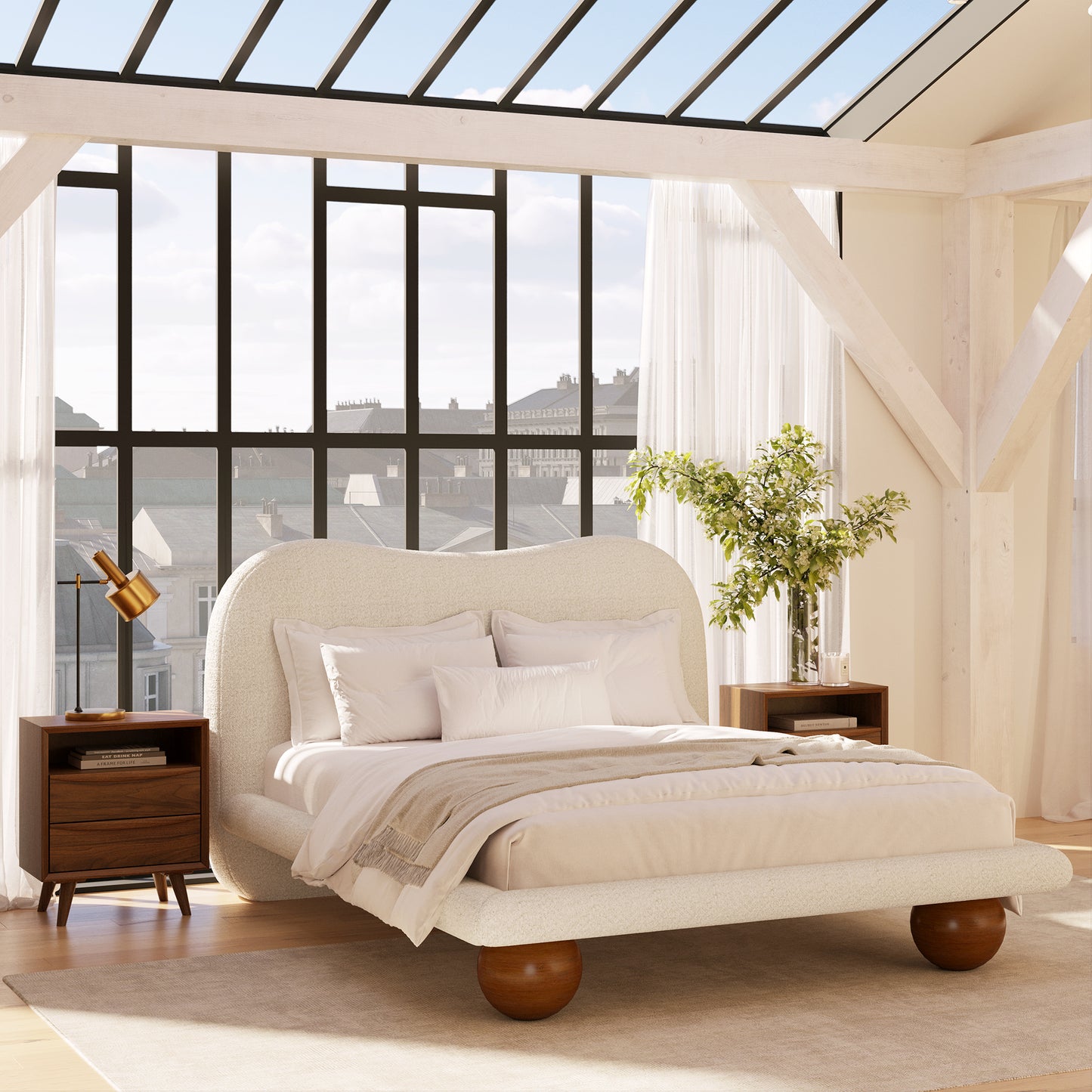 Orbit Bed | Froth White Boucle | Queen