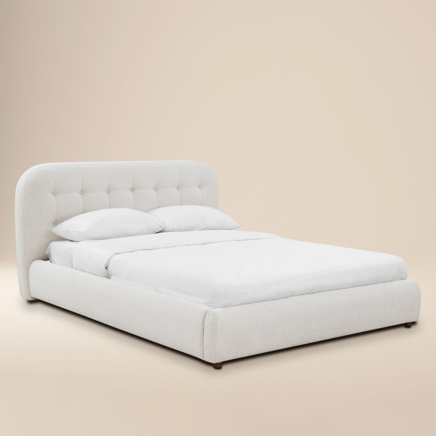 Ares Bed | Froth White Boucle | Queen 
