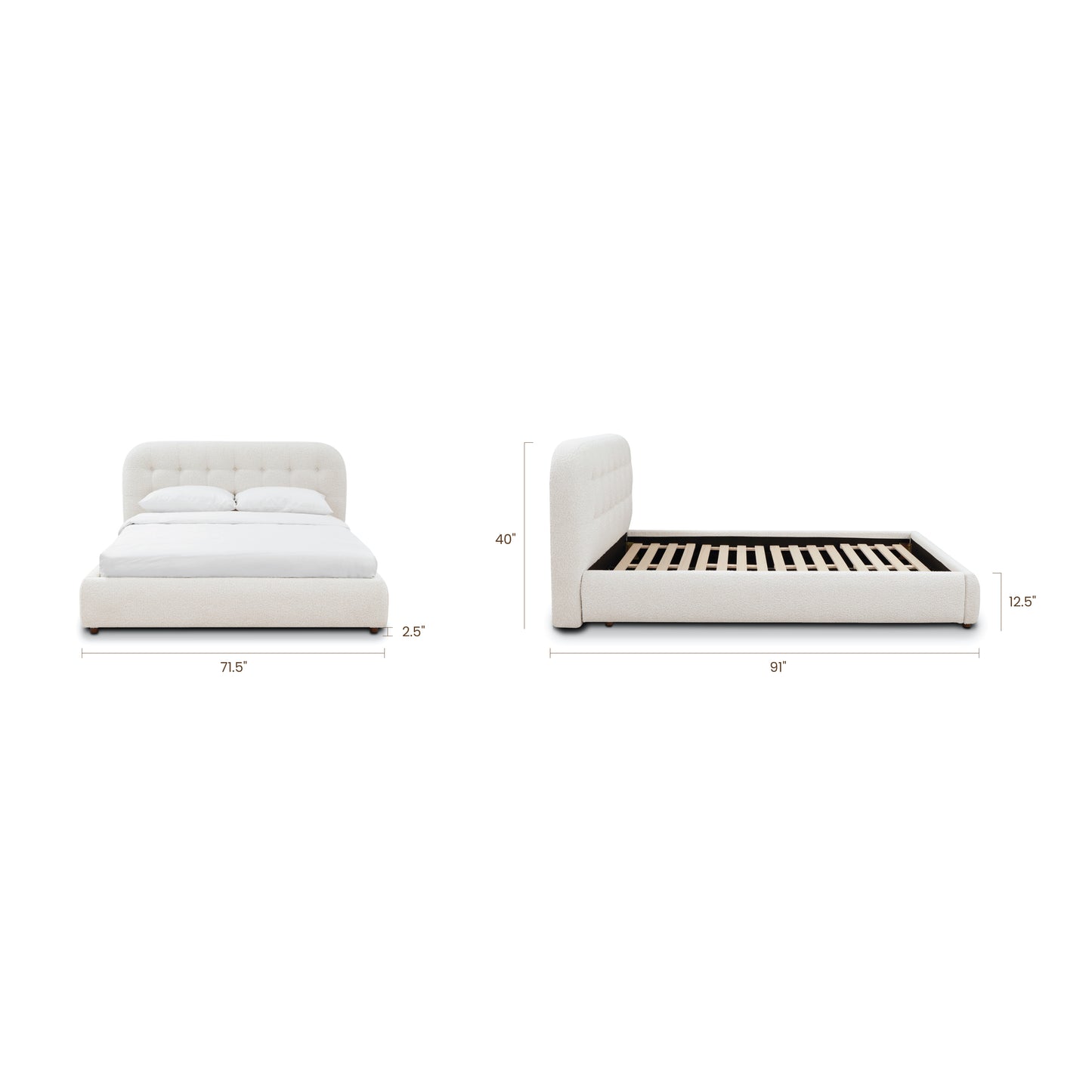 Ares Bed | Froth White Boucle | Queen