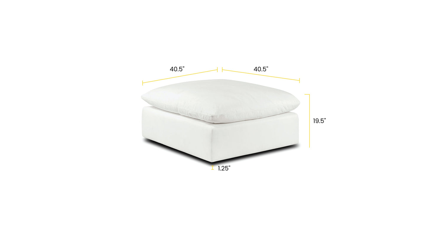 Davos Ottoman | Cotton White Cotton White, dimensions