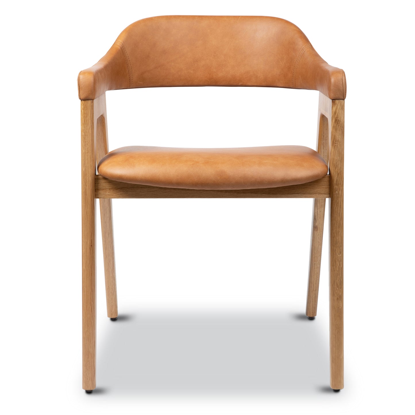Lando Leather Dining Chair | Caramel Tan/Oak