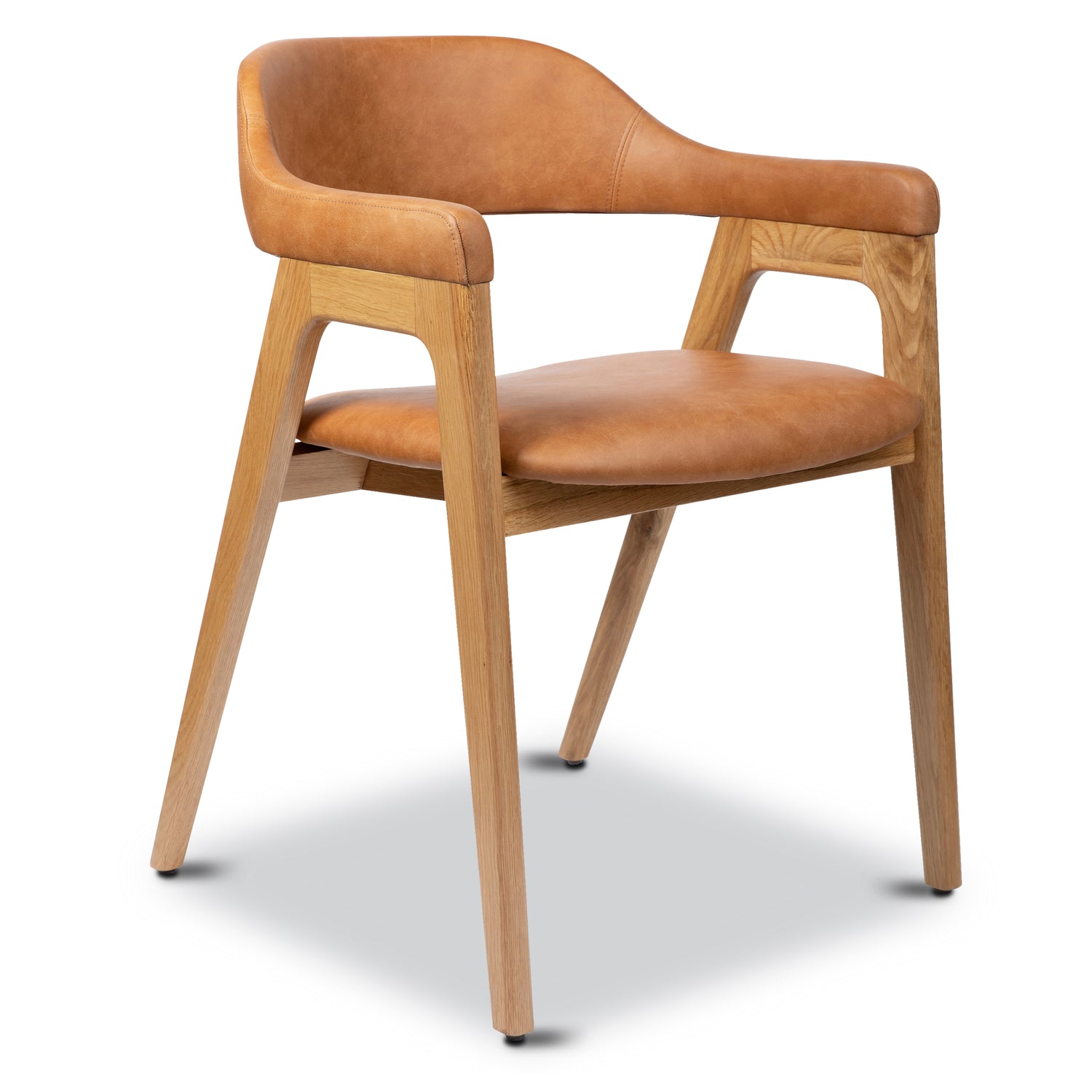 Lando Leather Dining Chair | Caramel Tan/Oak 