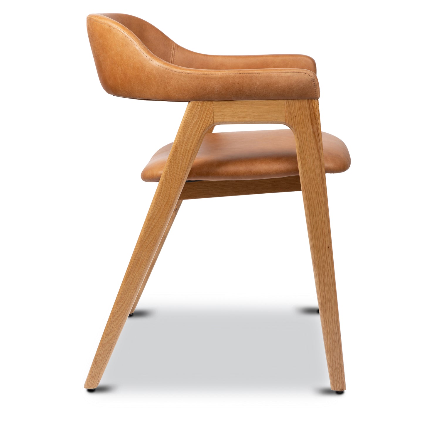 Lando Leather Dining Chair | Caramel Tan/Oak