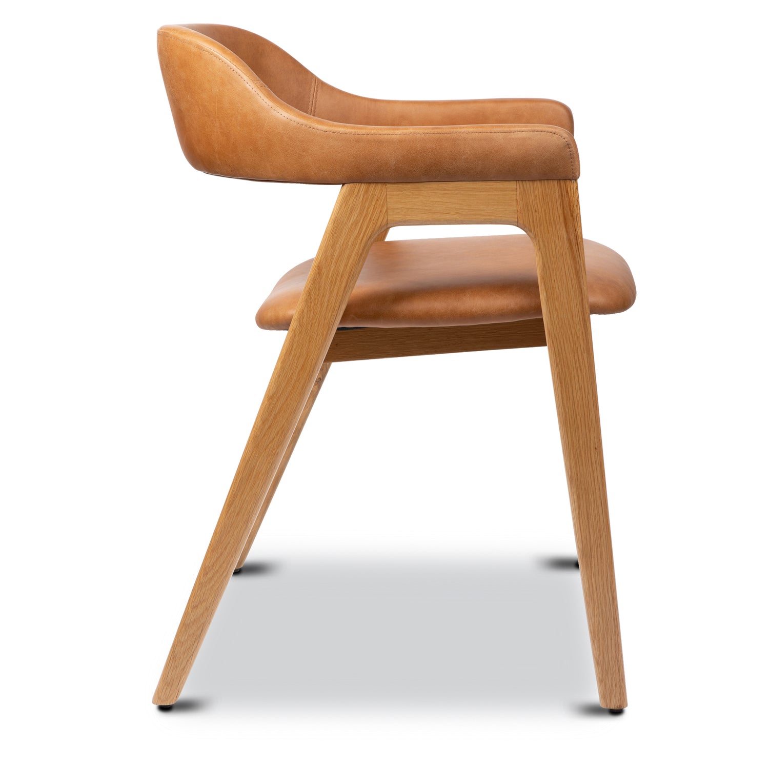 Lando Leather Dining Chair | Caramel Tan/Oak 