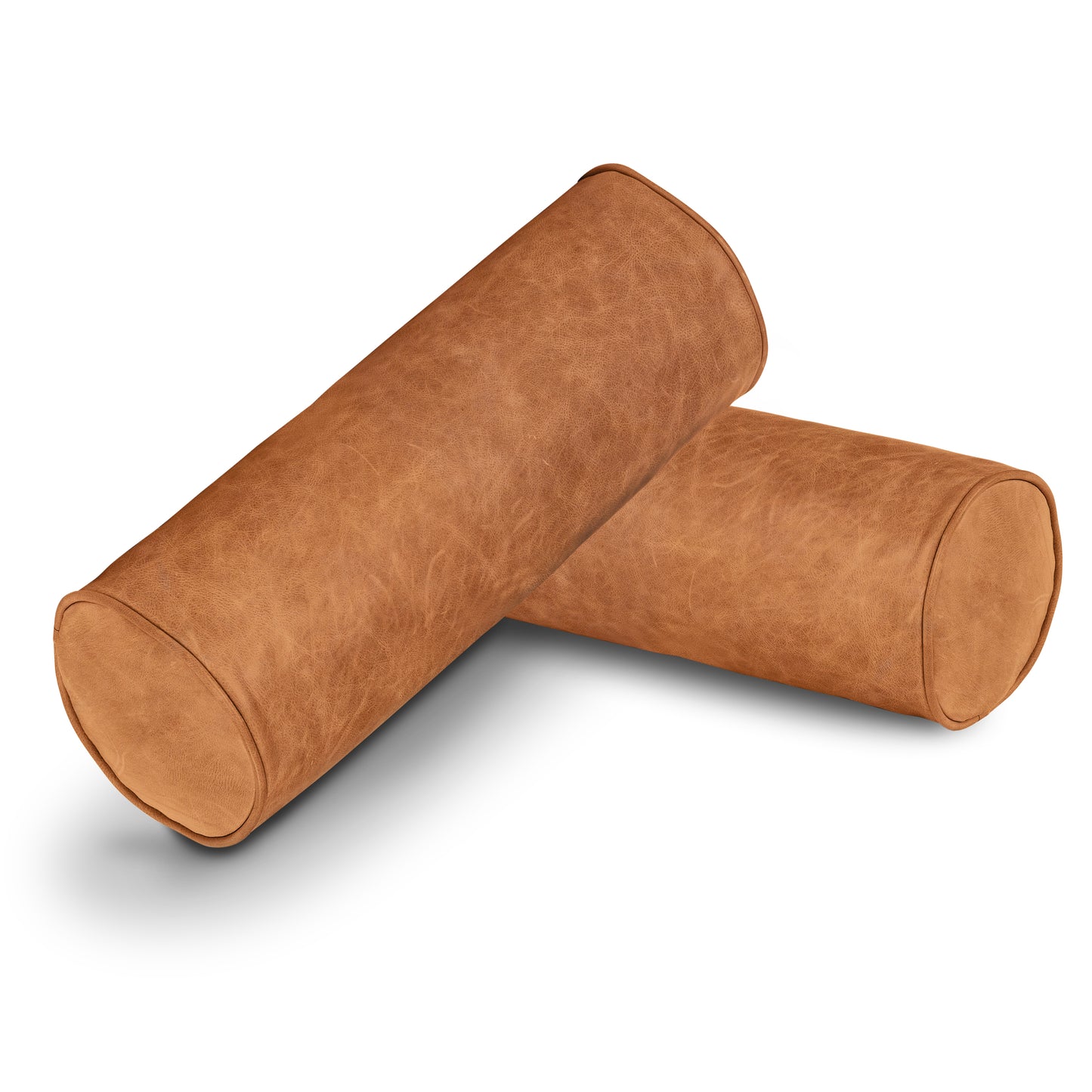 Napa Leather Bolster Pillow Set | Cognac Tan