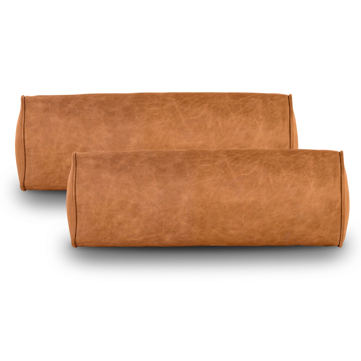 Napa Leather Bolster Pillow Set | Cognac Tan