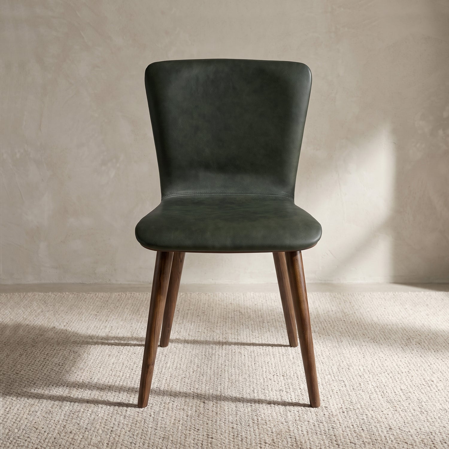 Arlo Leather Dining Chair | Walnut/Green lifestyle_image