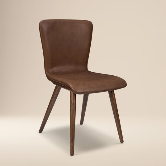 Arlo Leather Dining Chair | Walnut/Brown
