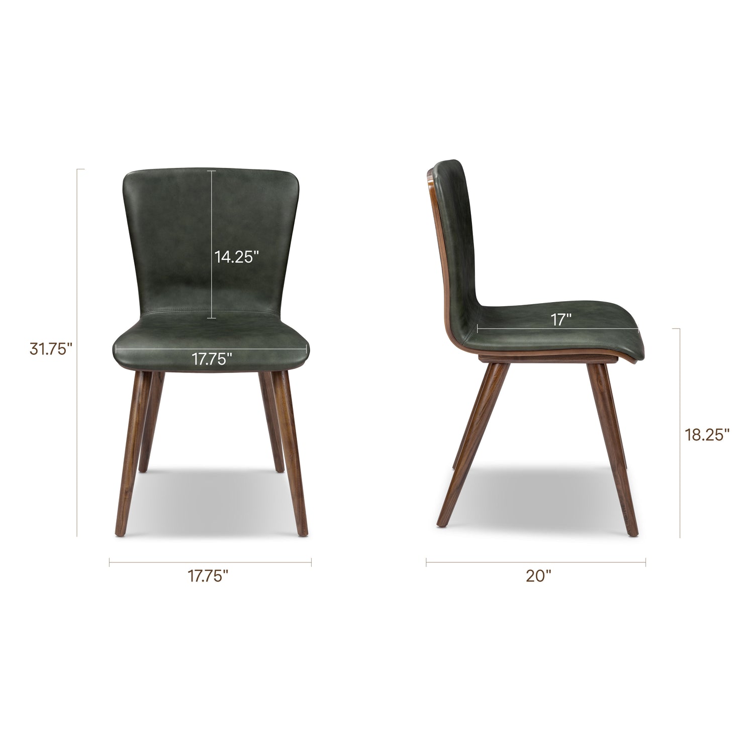 Arlo Leather Dining Chair | Walnut/Green 
