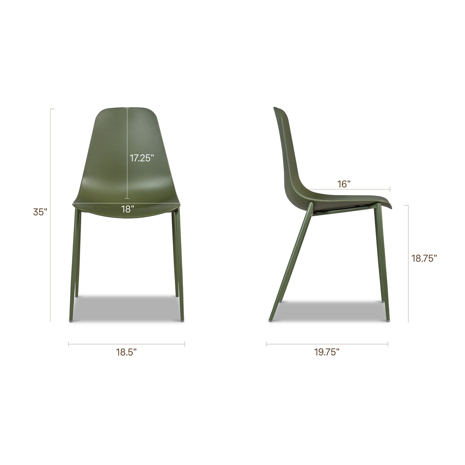 Isla Dining Chair | Moss Green | Set of 4 