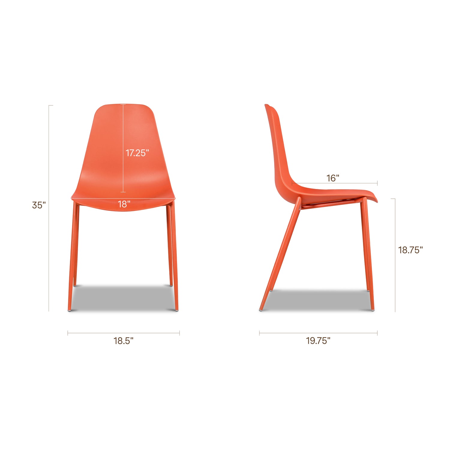 Isla Dining Chair | Orange | Set of 4 