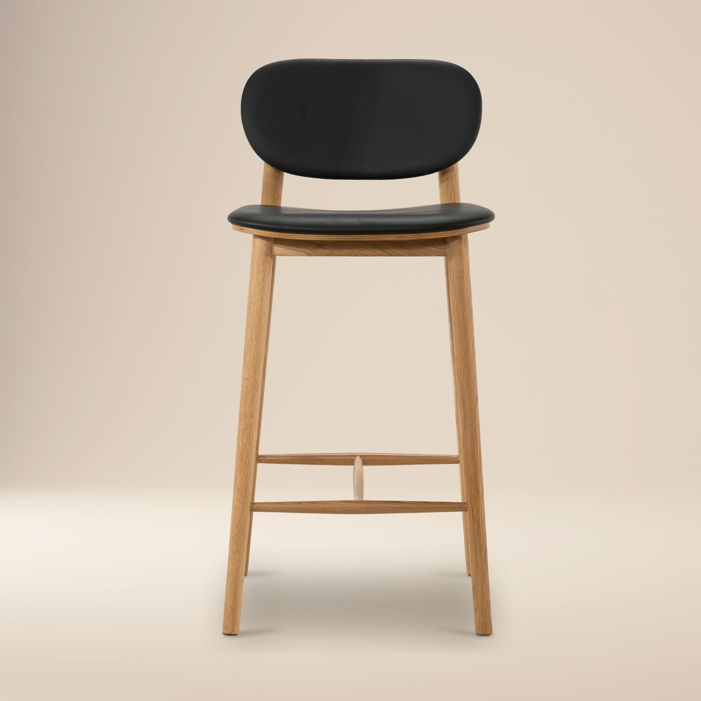 Bonato Leather Counter Stool | Black/Oak