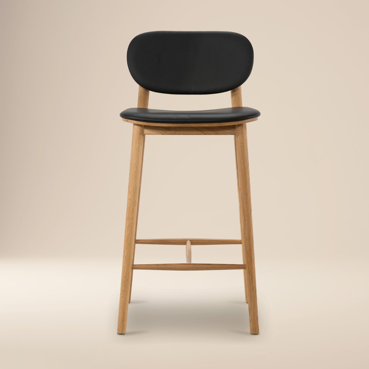 Bonato Leather Counter Stool | Black/Oak 