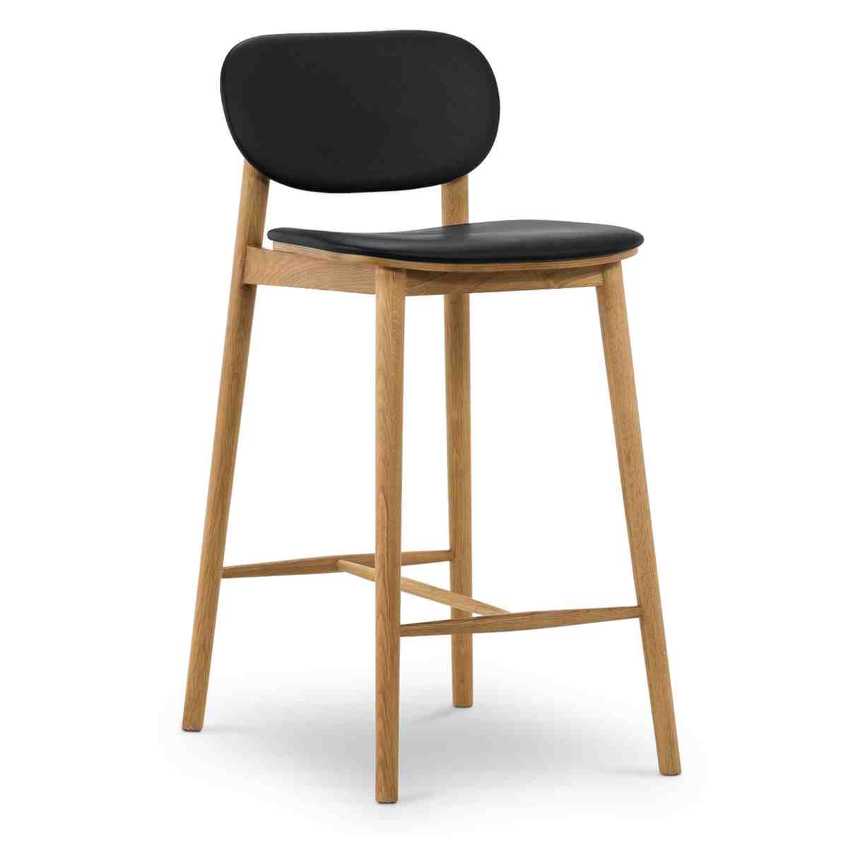 Bonato Leather Counter Stool | Black/Oak 