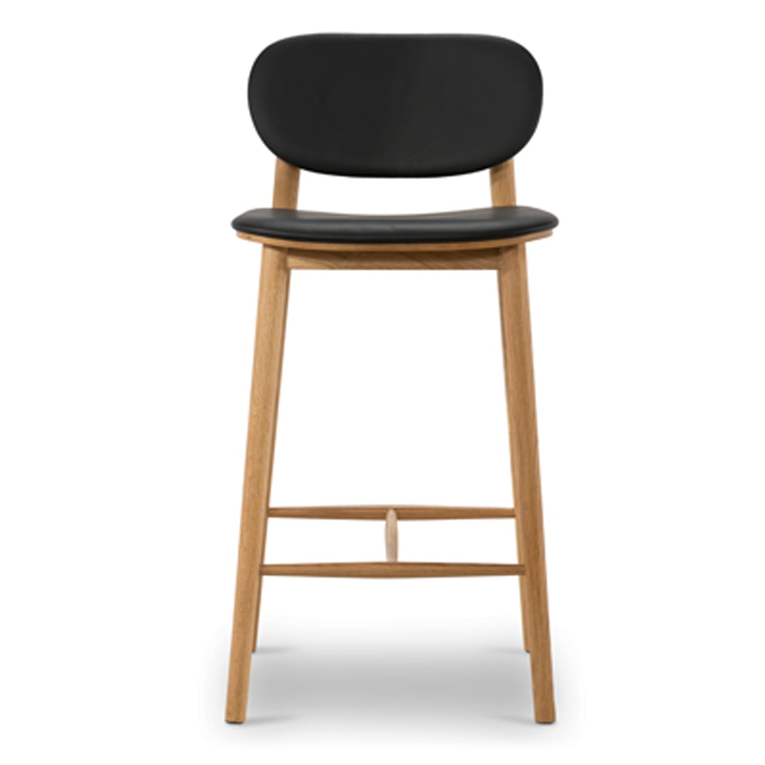 Bonato Leather Counter Stool | Black/Oak 