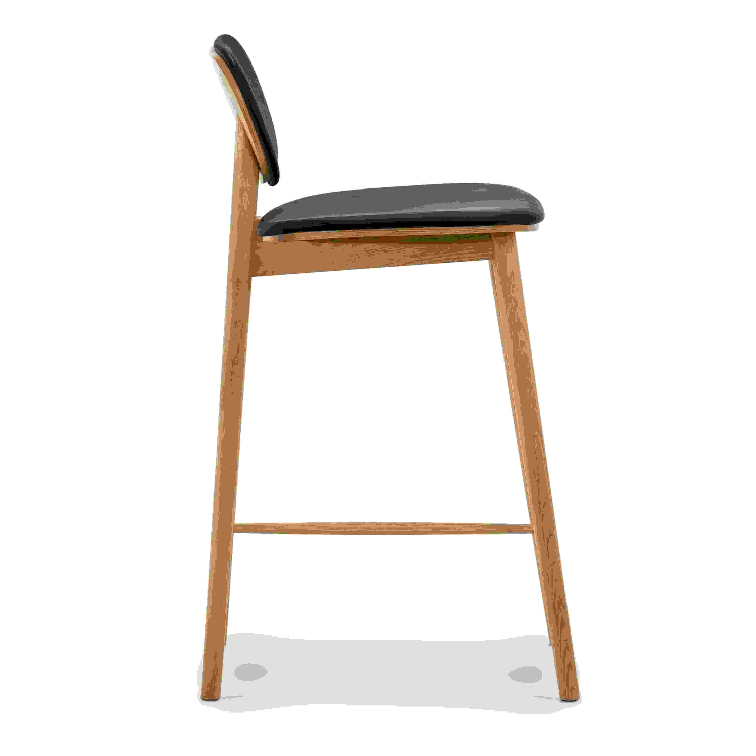 Bonato Leather Counter Stool | Black/Oak 