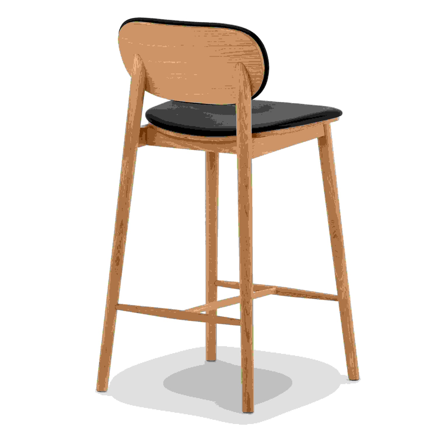 Bonato Leather Counter Stool | Black/Oak 