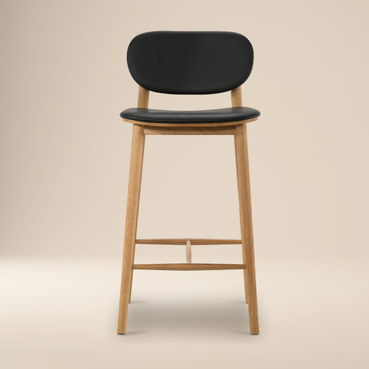 Bonato Leather Counter Stool | Black/Oak